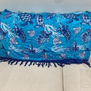 Sarong swimming beach summer wrap sea 🌊 turtles 🐢 blue rayon